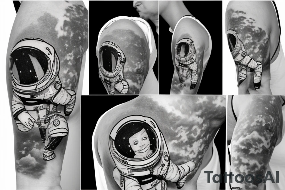 Little astronaut in a spacesuit. tattoo idea