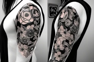 Astronaut in a spacesuit. But instead of the head, create a bouquet of flowers growing out of the neck. tattoo idea