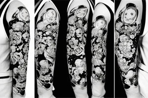 Astronaut in a spacesuit. Instead of the head a bouquet of flowers. tattoo idea