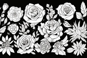 Bouquet of different flowers. tattoo idea