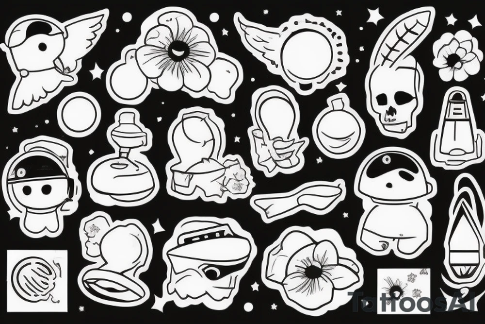 Astronaut ohne Kopf. Aus den Schultern wachsen verschiedene Blumen. tattoo idea