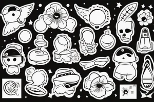 Astronaut ohne Kopf. Aus den Schultern wachsen verschiedene Blumen. tattoo idea
