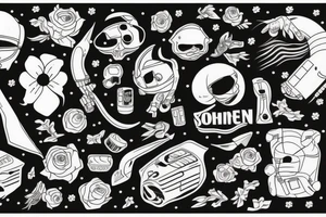 Astronaut ohne Kopf. Aus den Schultern wachsen verschiedene Blumen. tattoo idea