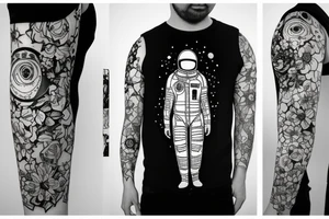 Spacesuit with flowers growing out of the suit like a head. tattoo idea