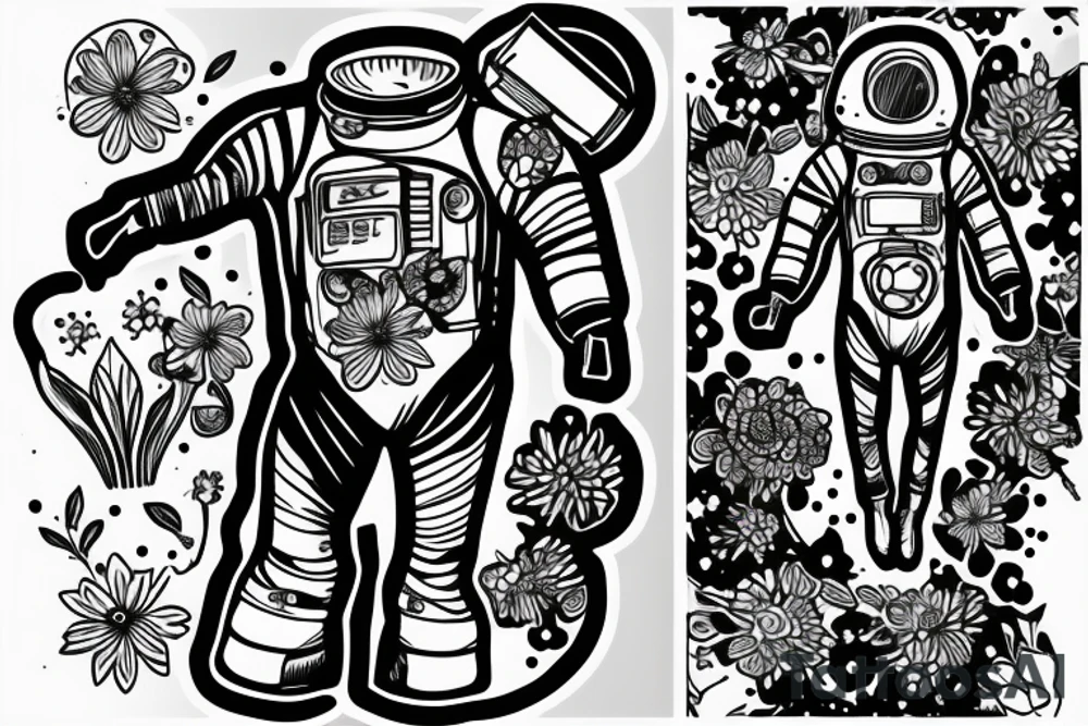 Spacesuit with flowers growing out of the suit instead of a head. tattoo idea