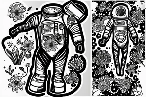 Spacesuit with flowers growing out of the suit instead of a head. tattoo idea