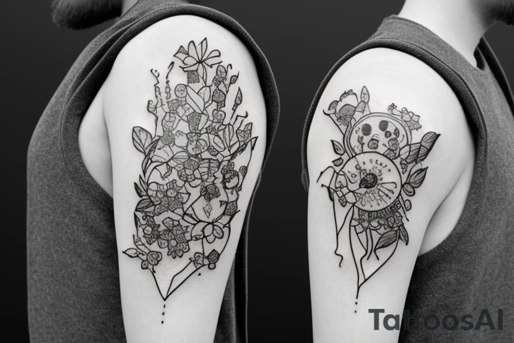 Spacesuit with flowers growing out of the suit instead of a head. tattoo idea
