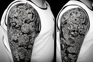 Spacesuit with a head of flowers. tattoo idea