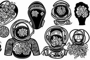 Spacesuit with a head of flowers. tattoo idea