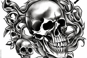 Memento Mori around a skull with a sword though the skull tattoo idea