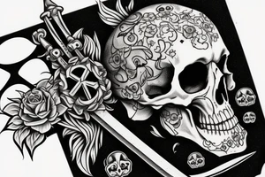 Memento Mori around a skull with a sword though the skull tattoo idea