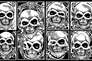 Memento Mori text written under a skull with sword through it tattoo idea