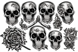 The words Memento Mori 
written under a skull with sword through it tattoo idea