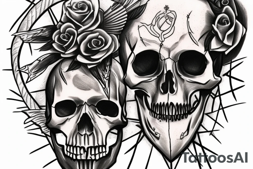 The words Memento Mori 
written under a skull with sword through it tattoo idea