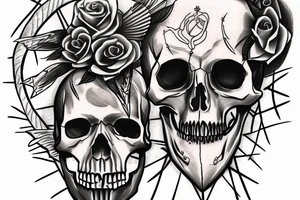 The words Memento Mori 
written under a skull with sword through it tattoo idea