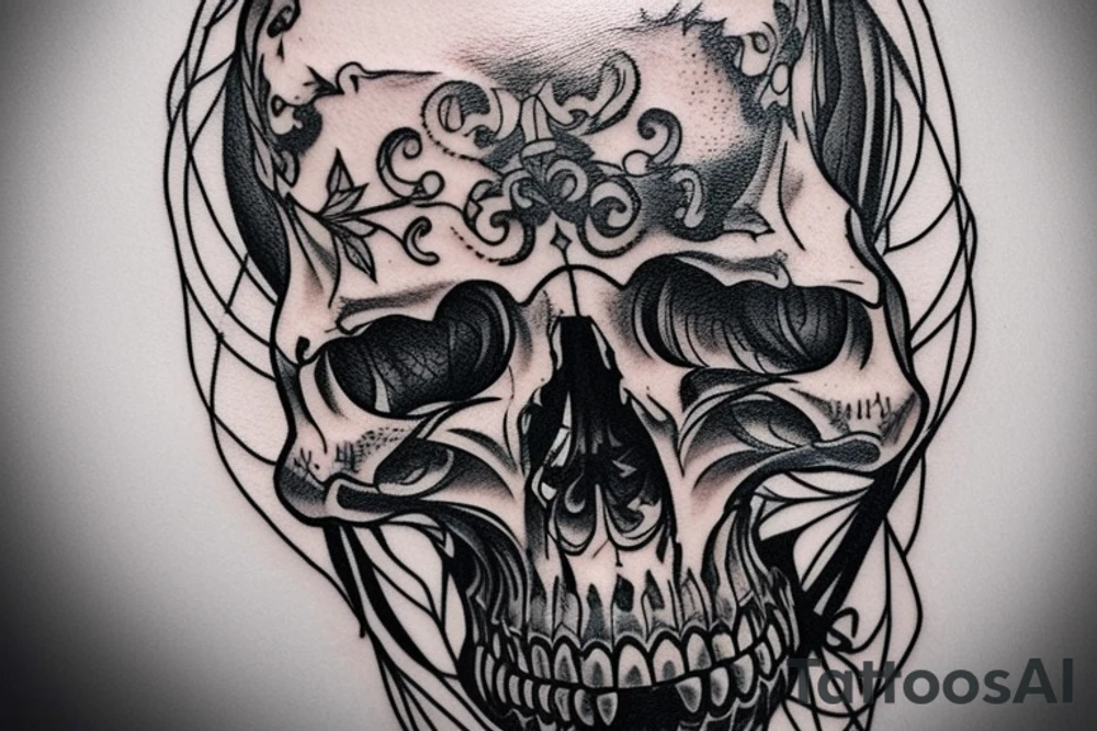 At the top of Tattoo there will be a skull with a sword through the top of the skull.  Under the skull the words "Memento MorI" will be written tattoo idea