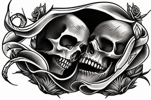 At the top of Tattoo there will be a skull with a sword through the top of the skull.  Under the skull the words "Memento MorI" will be written tattoo idea