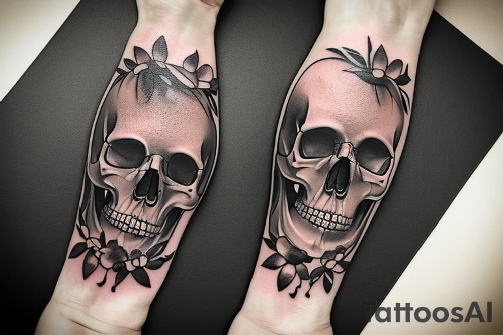 At the top of Tattoo there will be a skull with a sword through the top of the skull.  Under the skull the words "Memento MorI" will be written tattoo idea