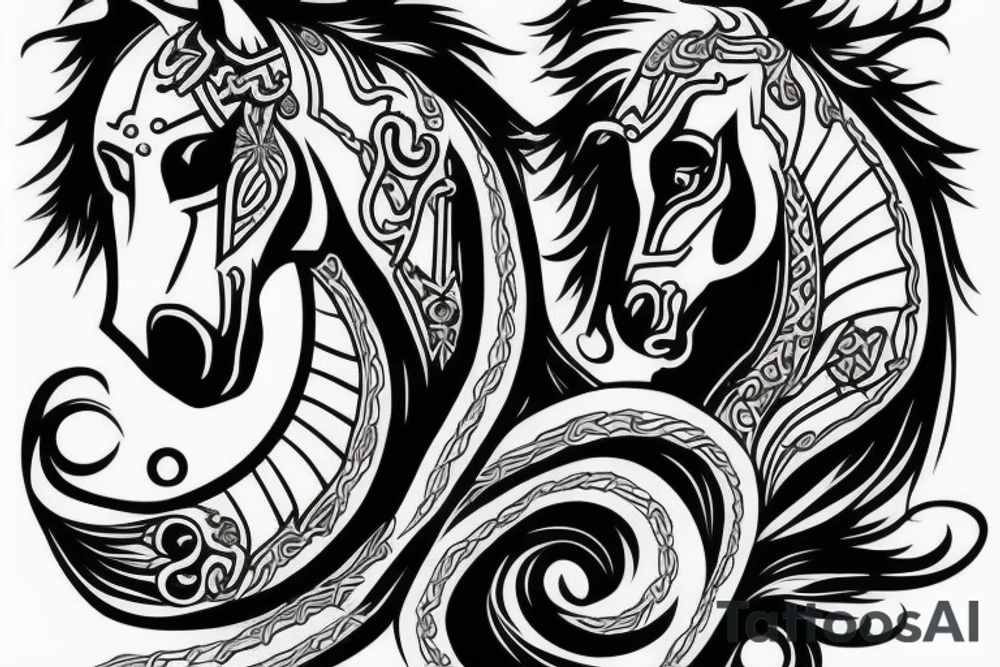 Horse with black knight tattoo idea