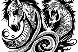Horse with black knight tattoo idea