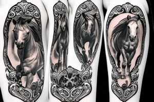 Horse with black knight riding it tattoo idea