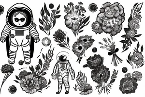 Spacesuit with a flowerhead tattoo idea