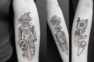 Spacesuit with a flowerhead tattoo idea