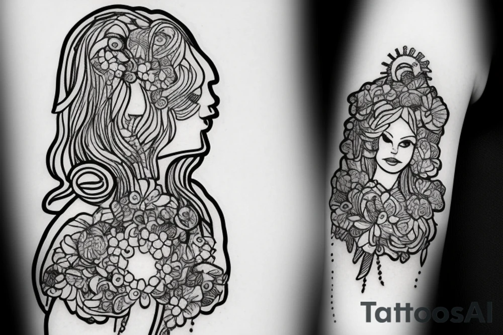 Spacesuit with a flowerhead tattoo idea