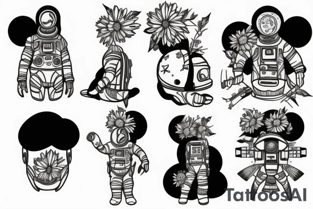 Spacesuit with a flowerhead tattoo idea