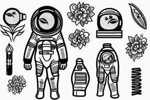 Floating spacesuit with a flowerhead tattoo idea