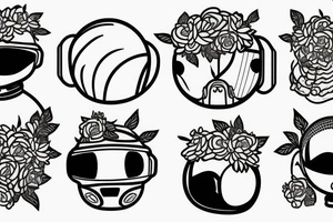 Floating spacesuit with a flowerhead tattoo idea