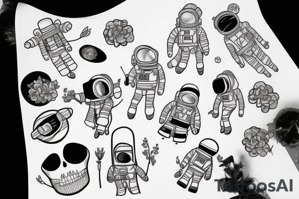 Flowerhead astronaut tattoo idea