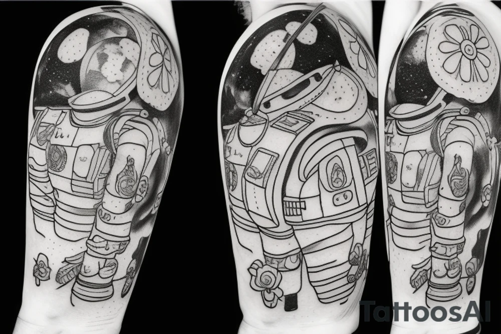 Flowerhead astronaut tattoo idea