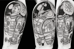 Flowerhead astronaut tattoo idea