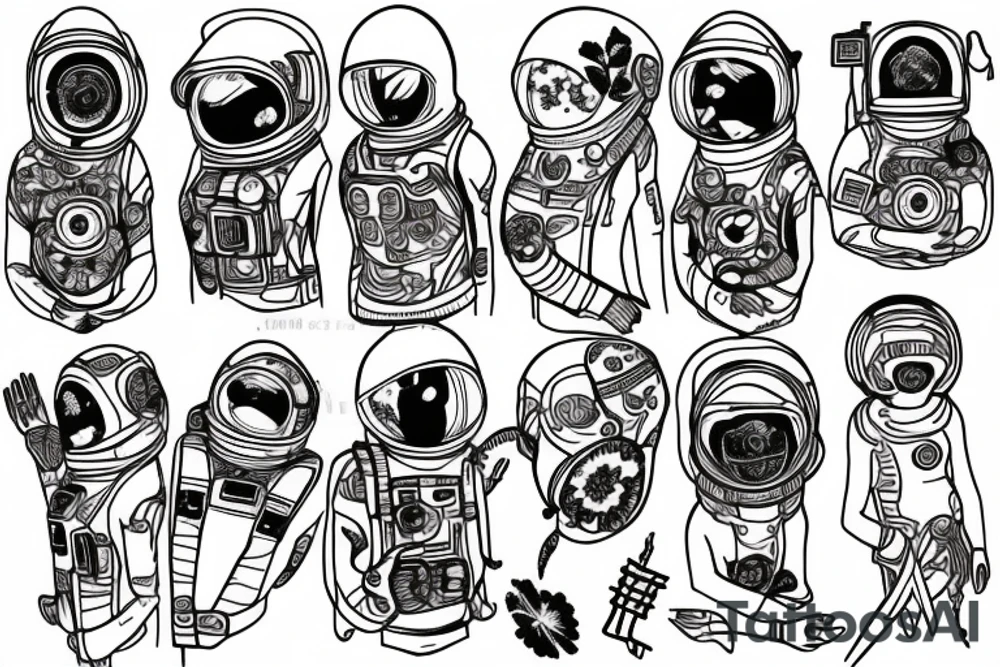Flowerhead astronaut tattoo idea
