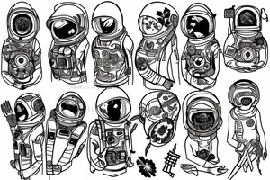 Flowerhead astronaut tattoo idea