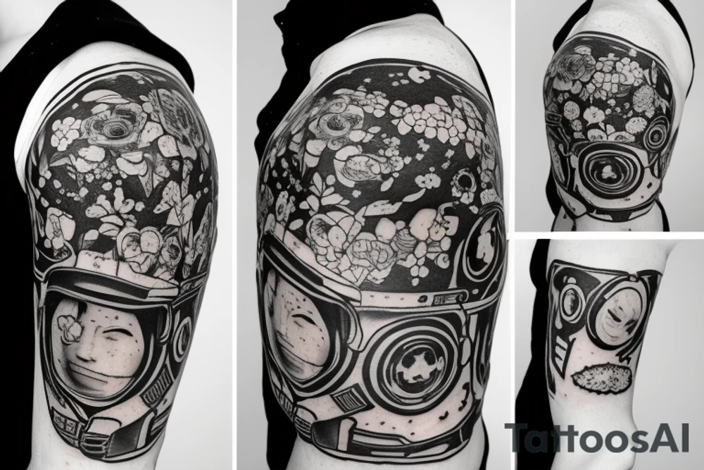 Flowerhead astronaut tattoo idea