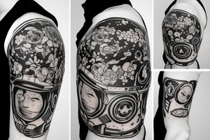 Flowerhead astronaut tattoo idea