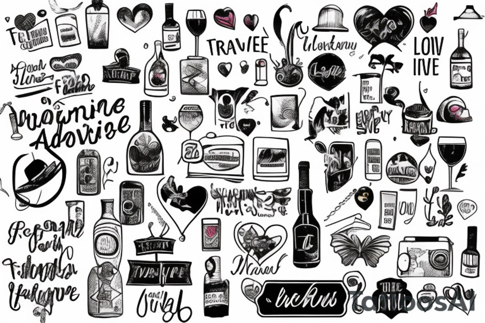 Wine travel friendship love adventure laughter tattoo idea