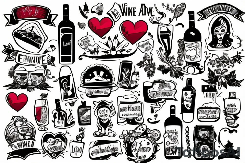 Wine travel friendship love adventure laughter tattoo idea