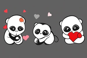a panda and a monkey hugging each othe with a love heart around them tattoo idea