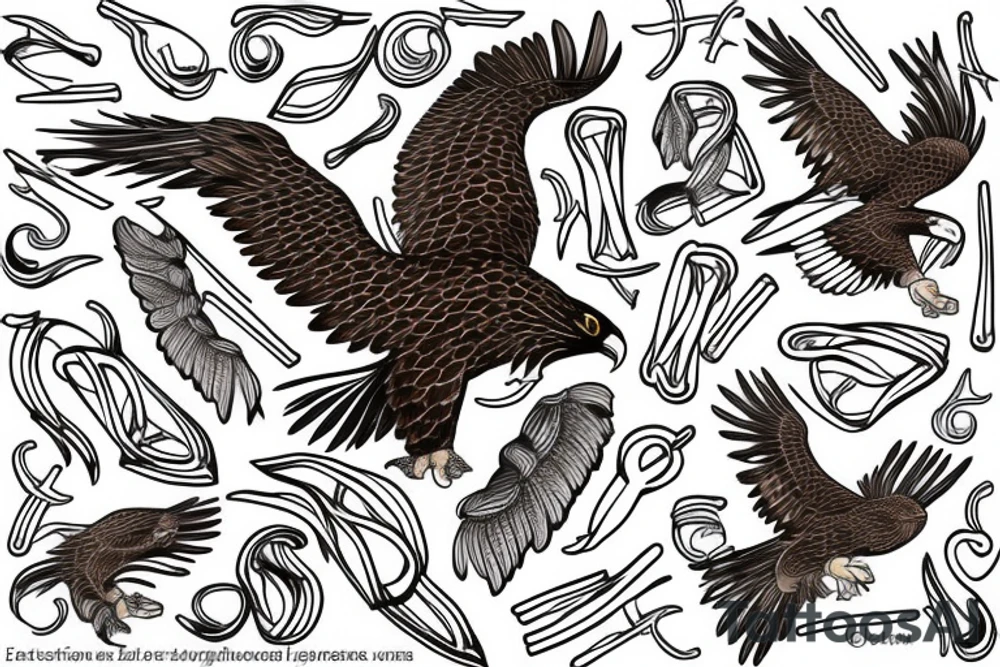 Wedge tailed eagle with brown snake tattoo idea