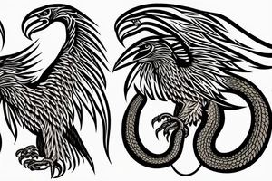 Wedge tailed eagle with brown snake tattoo idea