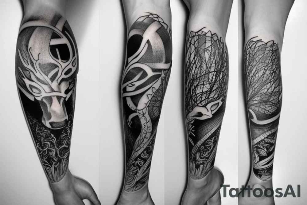 Australian animal leg sleeve tattoo idea