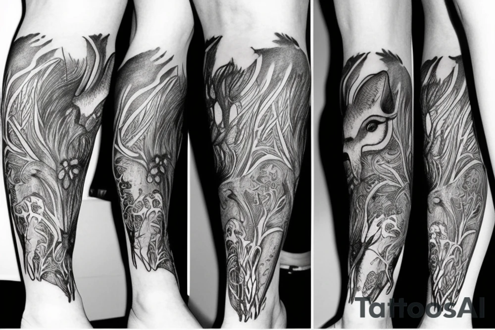 Australian animal leg sleeve tattoo idea