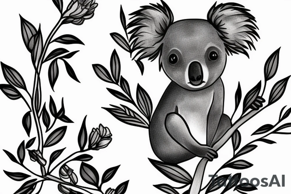 Koala on a tree tattoo idea