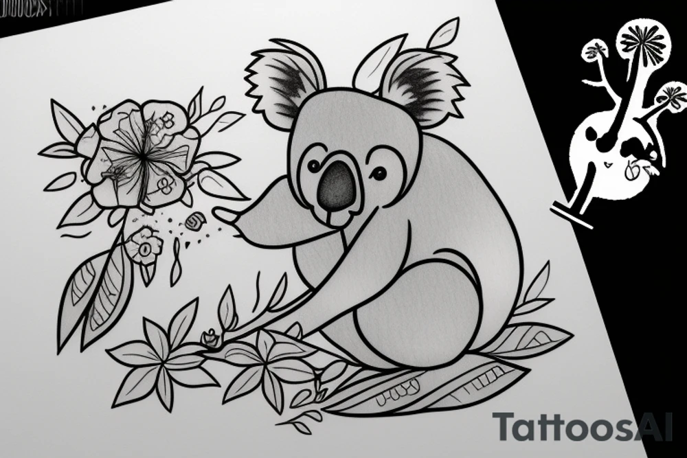 Koala on a tree tattoo idea