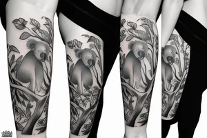 Koala on a tree realism tattoo idea