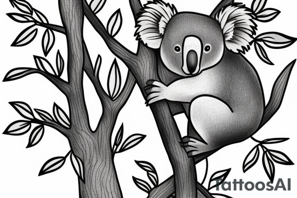 Koala on a tree realism tattoo idea