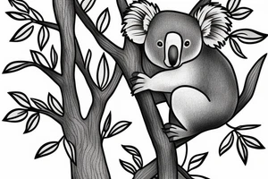Koala on a tree realism tattoo idea